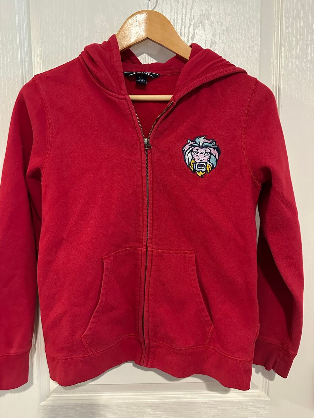 Kids Lands End Red Zip Lion hoodie size 14